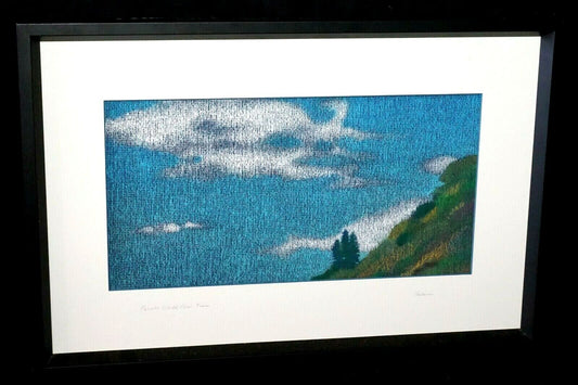 Hawaii Framed Oil Pastel Painting Palolo Views Pine Tree by Noelani Block (AHB)
