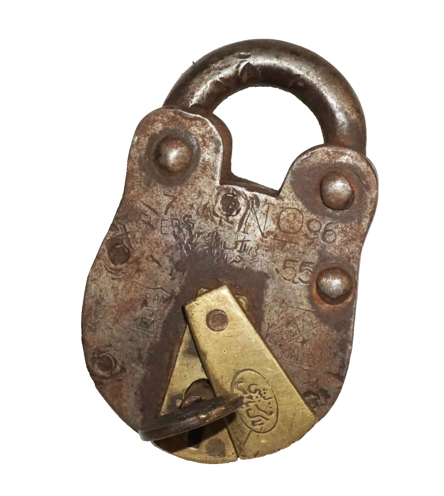 Antique Persian Brass Padlock with Key - working (ChT)