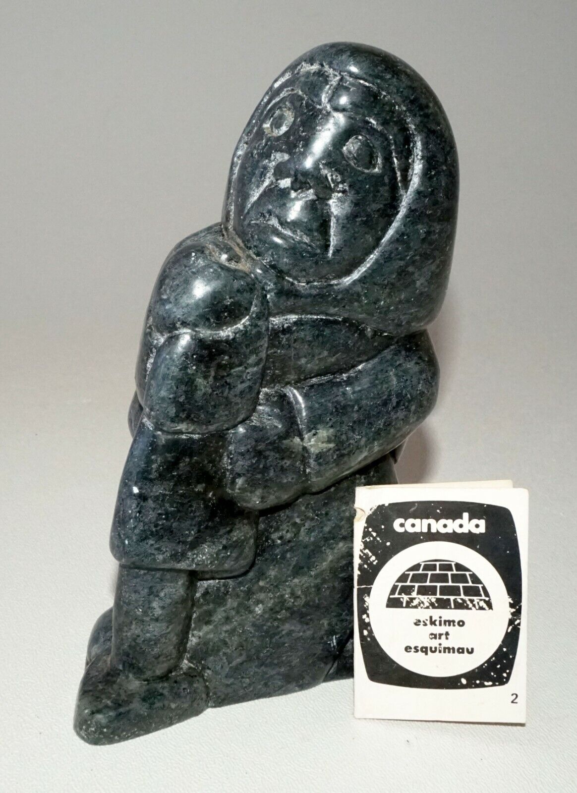 1993 Inuit Eskimo Stone Carved Figure by Adamie Ningiuk Inukjuak (CLB)