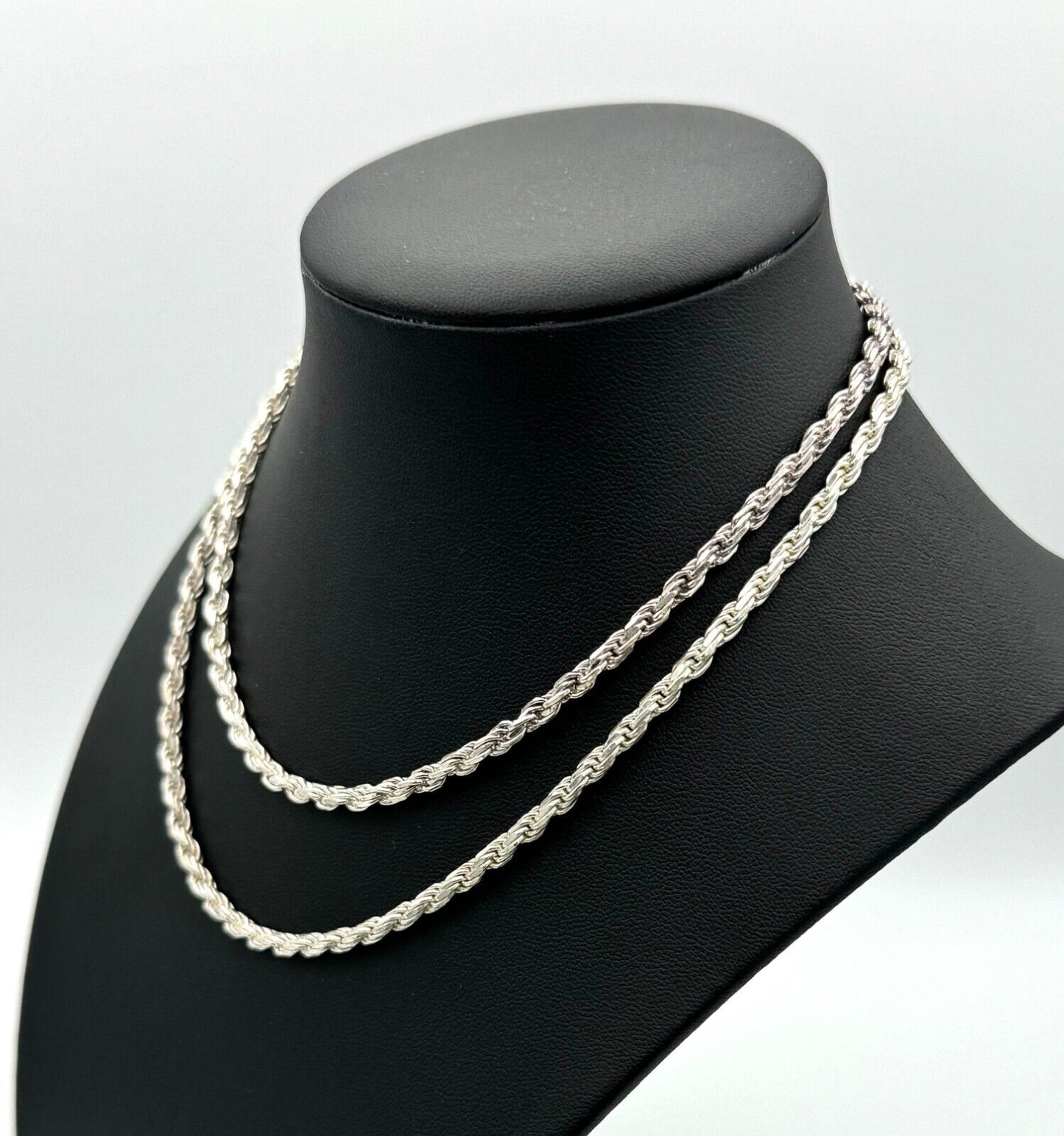 Vintage Sterling Silver 925 Thick Rope Style Necklace 29" (McC)