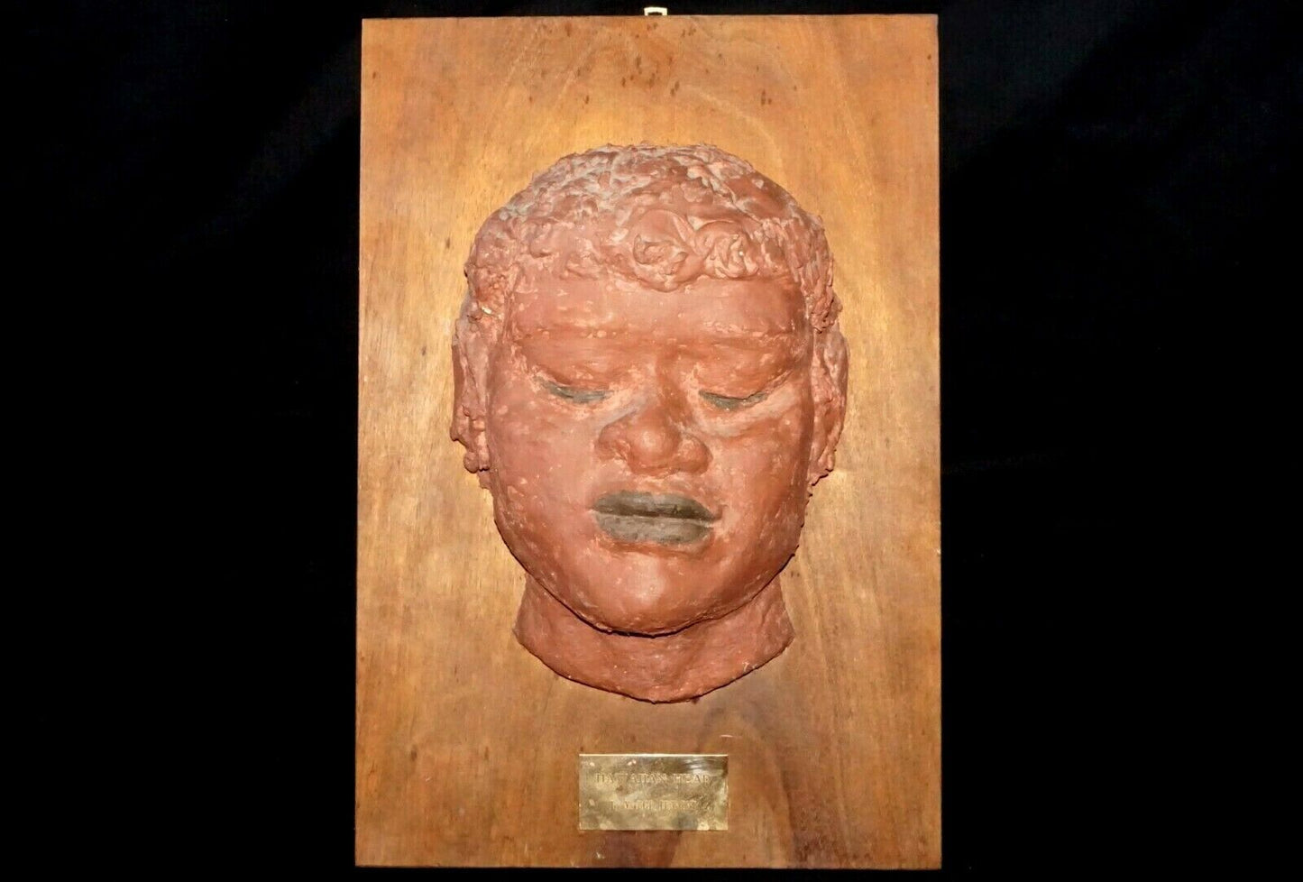 Hawaiian Woman Molded Head Sculpture on Koa Board Madge Tennent (1889-1972)(Nil)