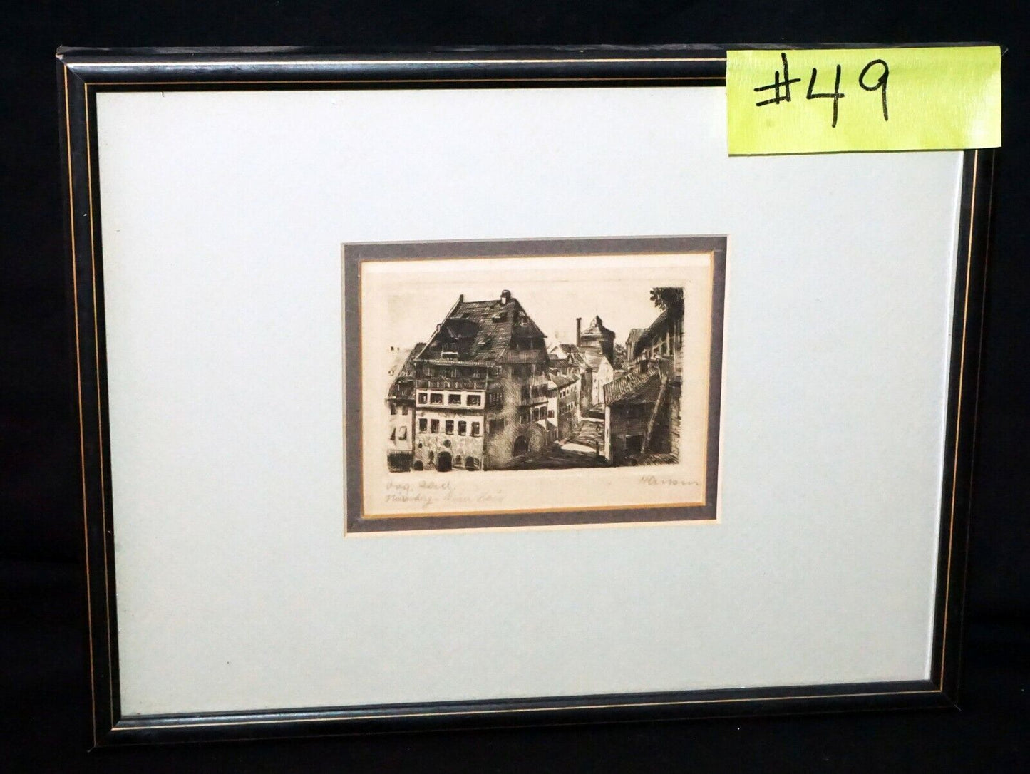 Vintage German Etching Print Albrecht Dürer Haus in Nürnberg by Hansen (***)