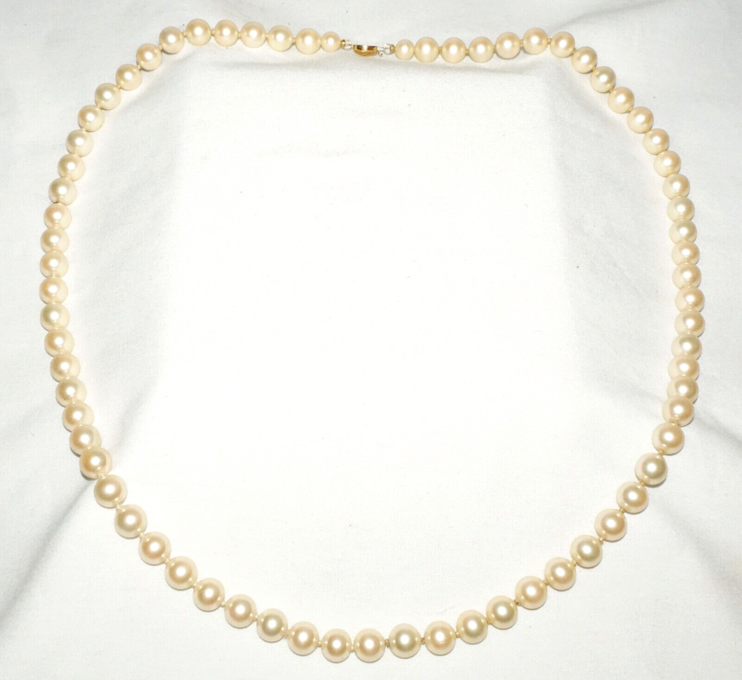 Vintage Faux Pearl Necklace 30" w. Gold Plated Clasp (KoS) L15