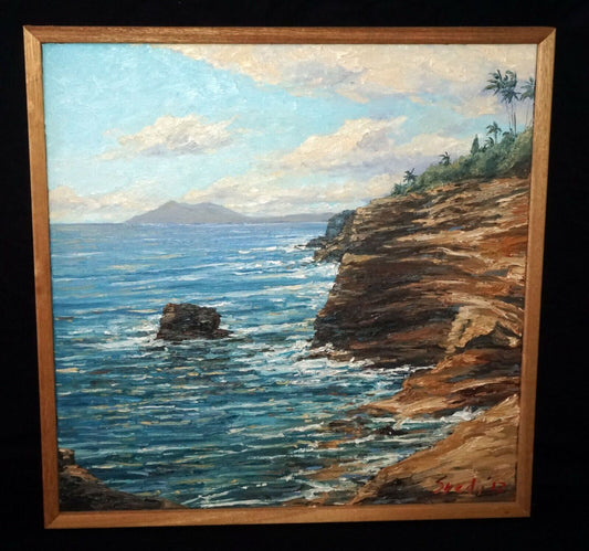 2012 Hawaii Impasto Oil Painting "Portlock to Diamond Head" by Kelly Sueda (InS)