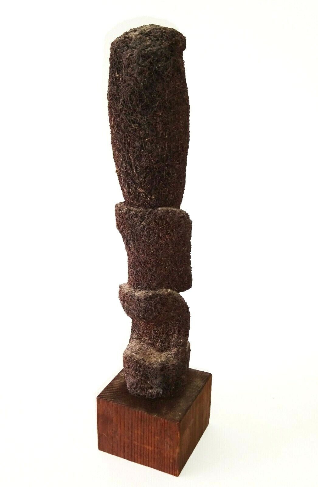 Pacific Vanuatu Tree Fern Carved Tiki Moai Female Figure on Stand (ScD)