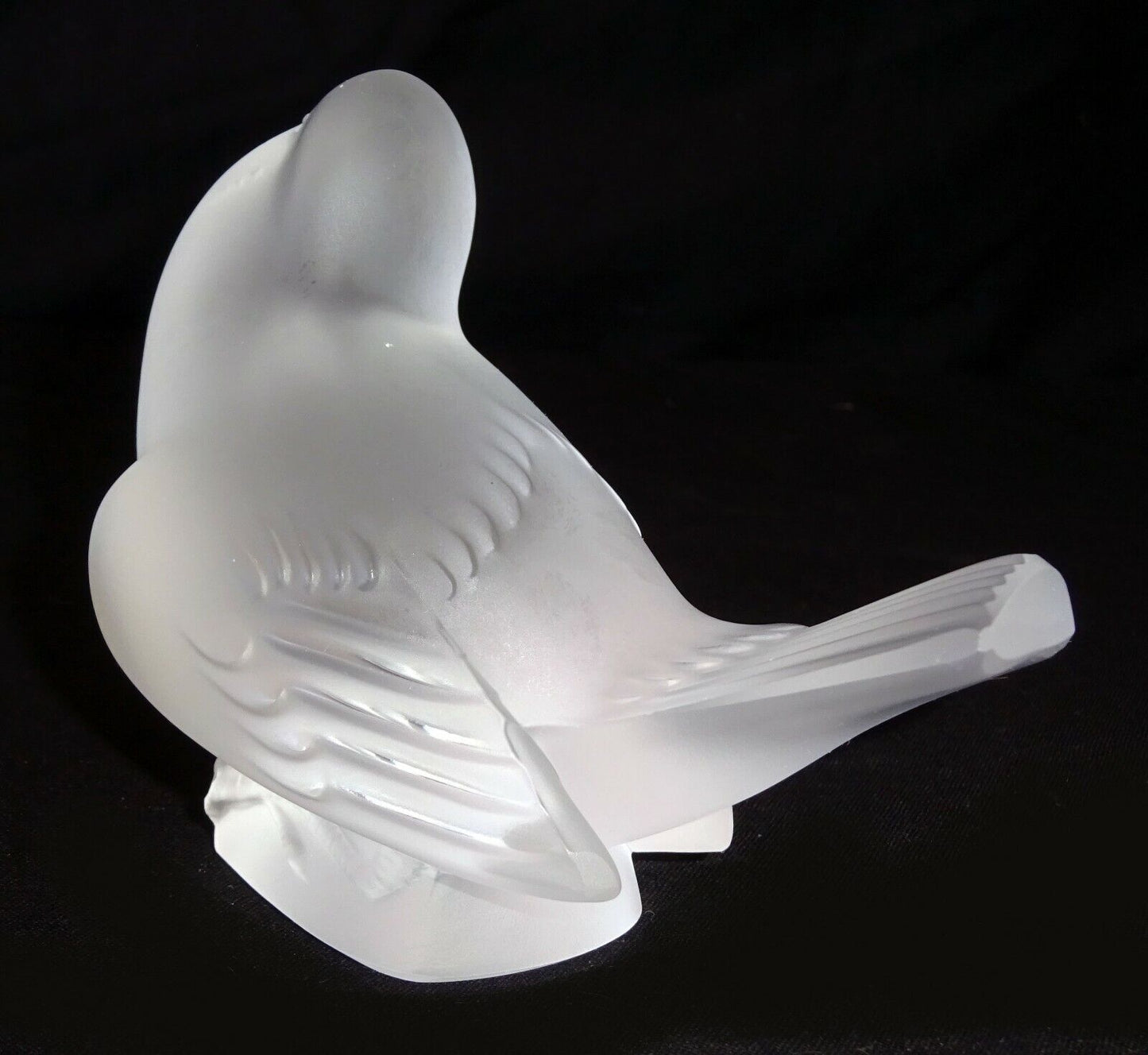 Vintage French Frosted Crystal Sparrow Bird Sculpture by Lalique (MeG)