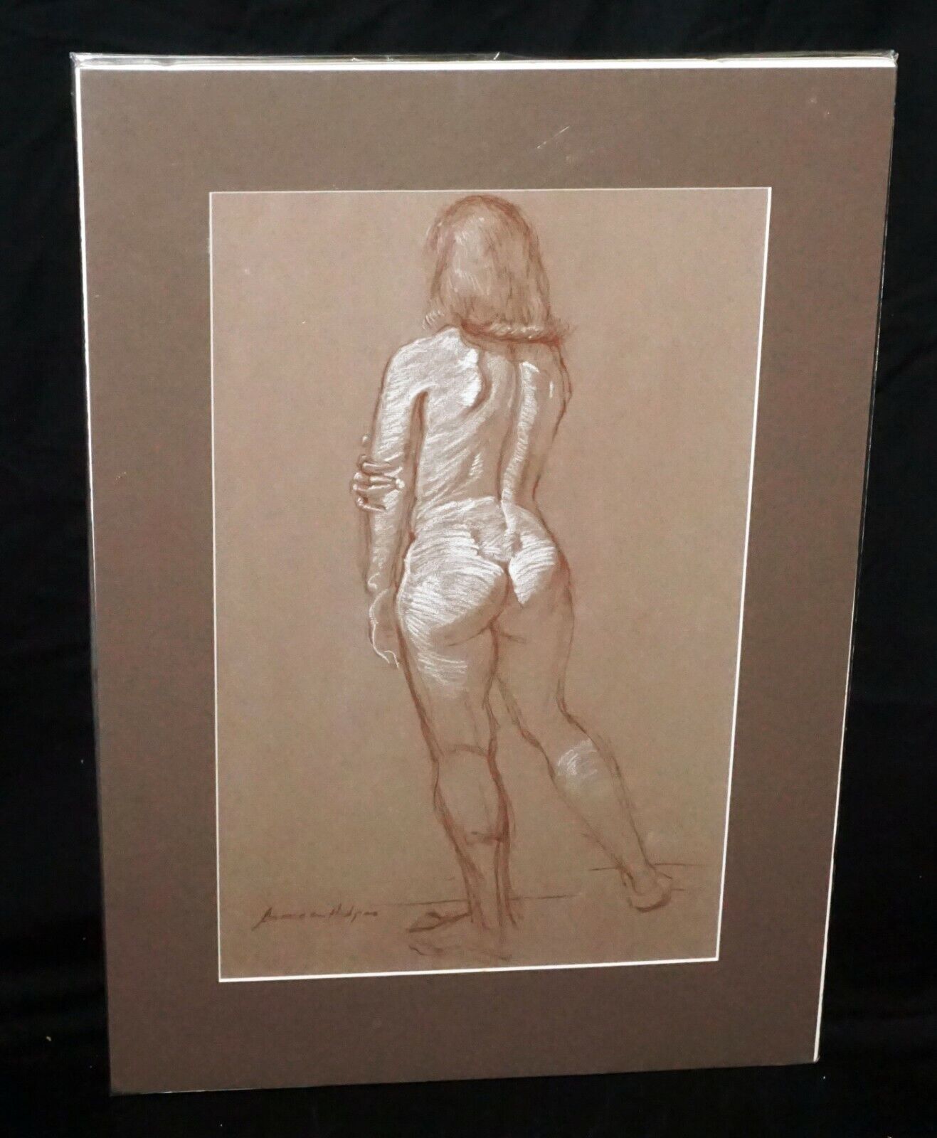 Hawaii Conte & Pastel Drawing Painting Female Nude by Snowden Hodges (Sho)