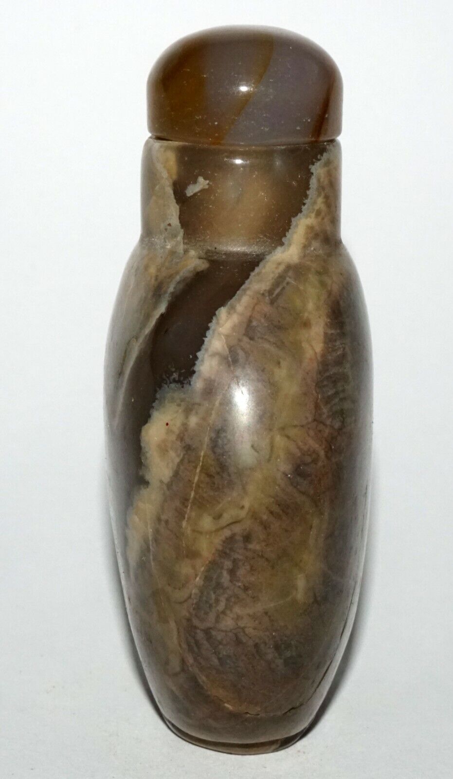 Vintage Chinese Grey Blue Red Agate Snuff Bottle w. Agate Stopper (LeS) G4