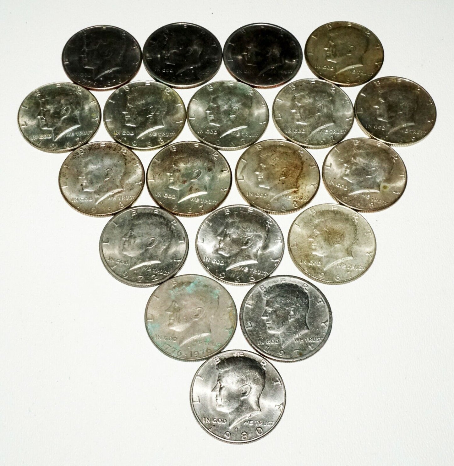 19Pc US 1966/67/68/71/72/76/80 Kennedy Half Dollar Mixed Lot (Wkoc)#4