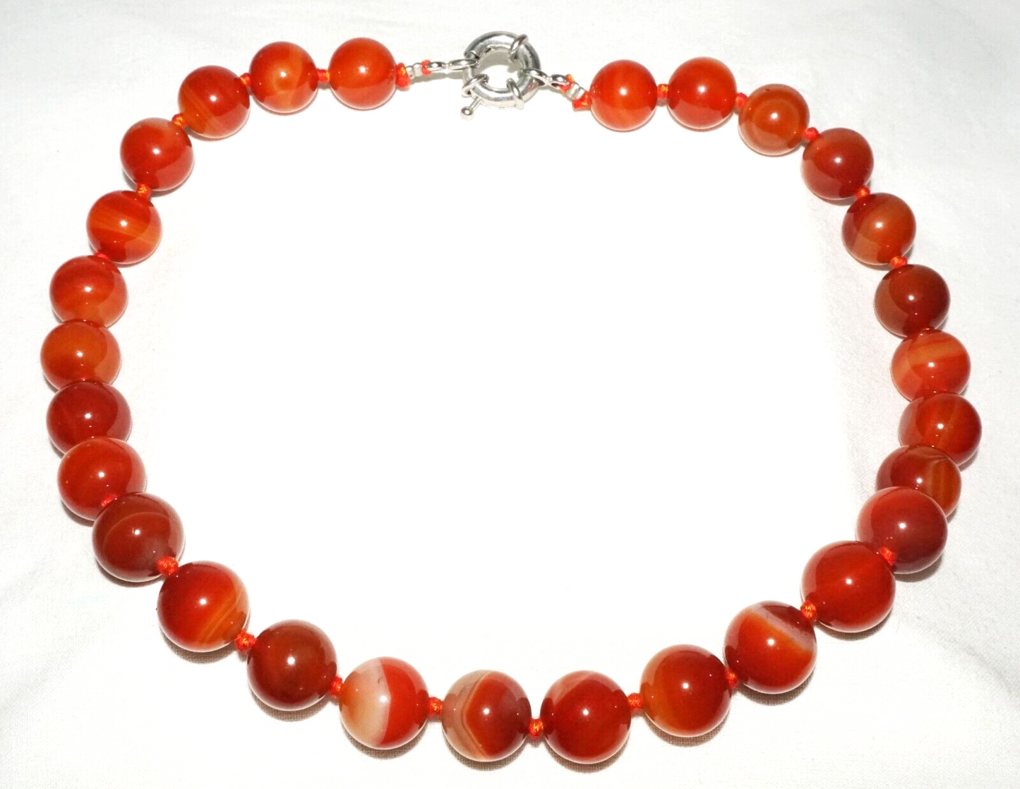 Vintage Chinese Semi Translucent Red Agate Bead Necklace 21" (InS)#L2