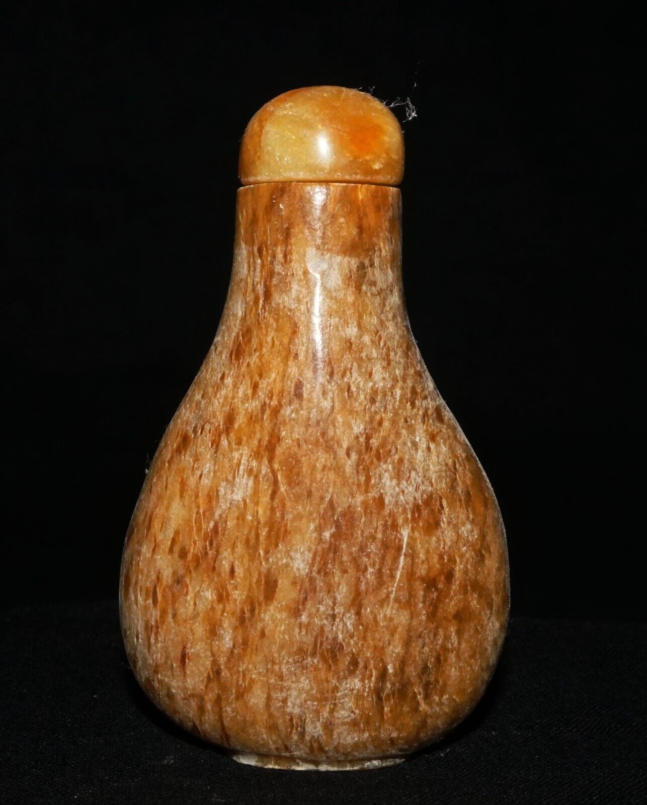 Vintage Chinese Yellow & Brown Mottled Jade Carved Snuff Bottle (LeS) G17