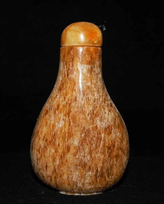 Vintage Chinese Yellow & Brown Mottled Jade Carved Snuff Bottle (LeS) G17