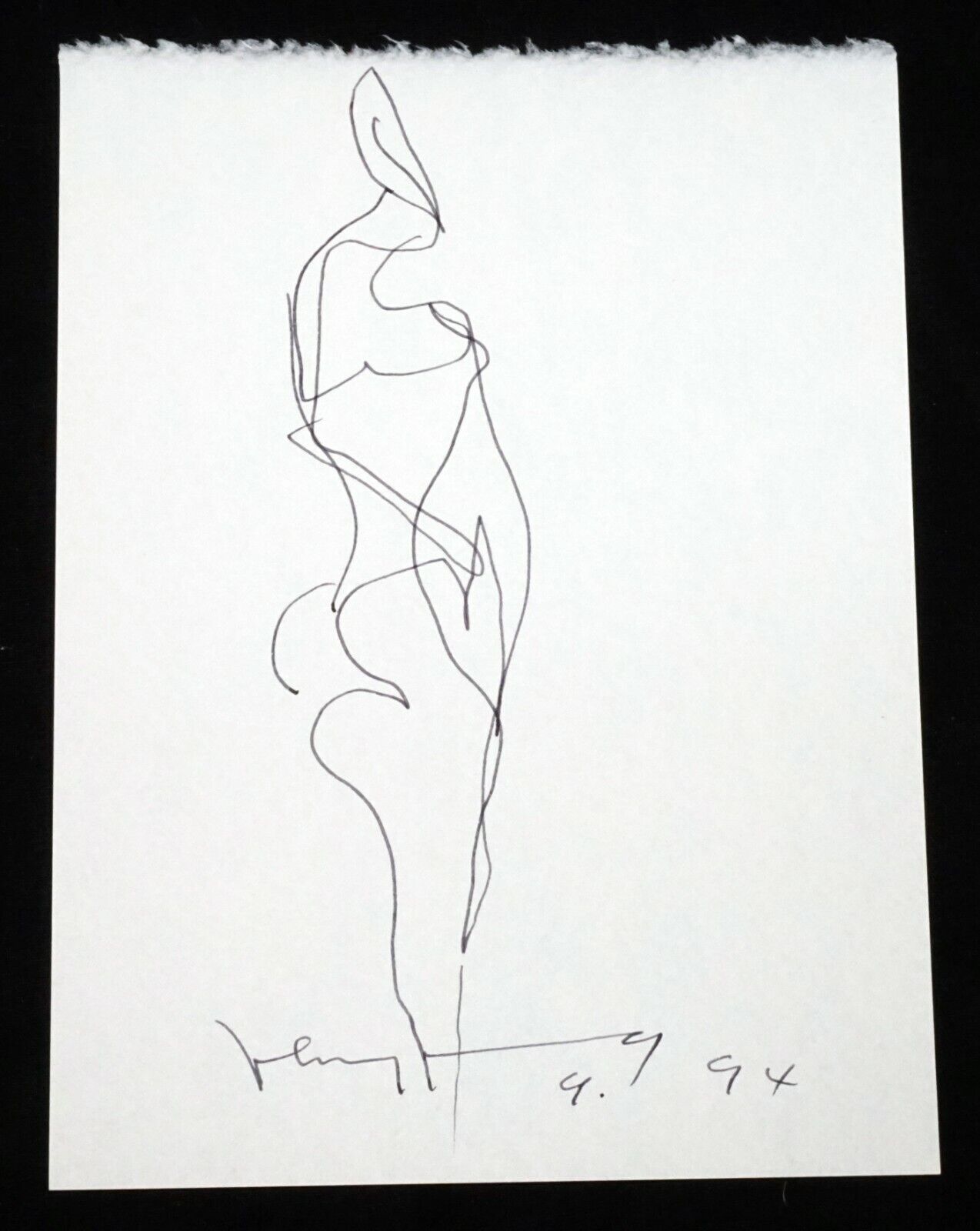 '94 Chinese Hawaii Abstract Drawing Figure by John Chin Young (1909-1997)(SaJ)22