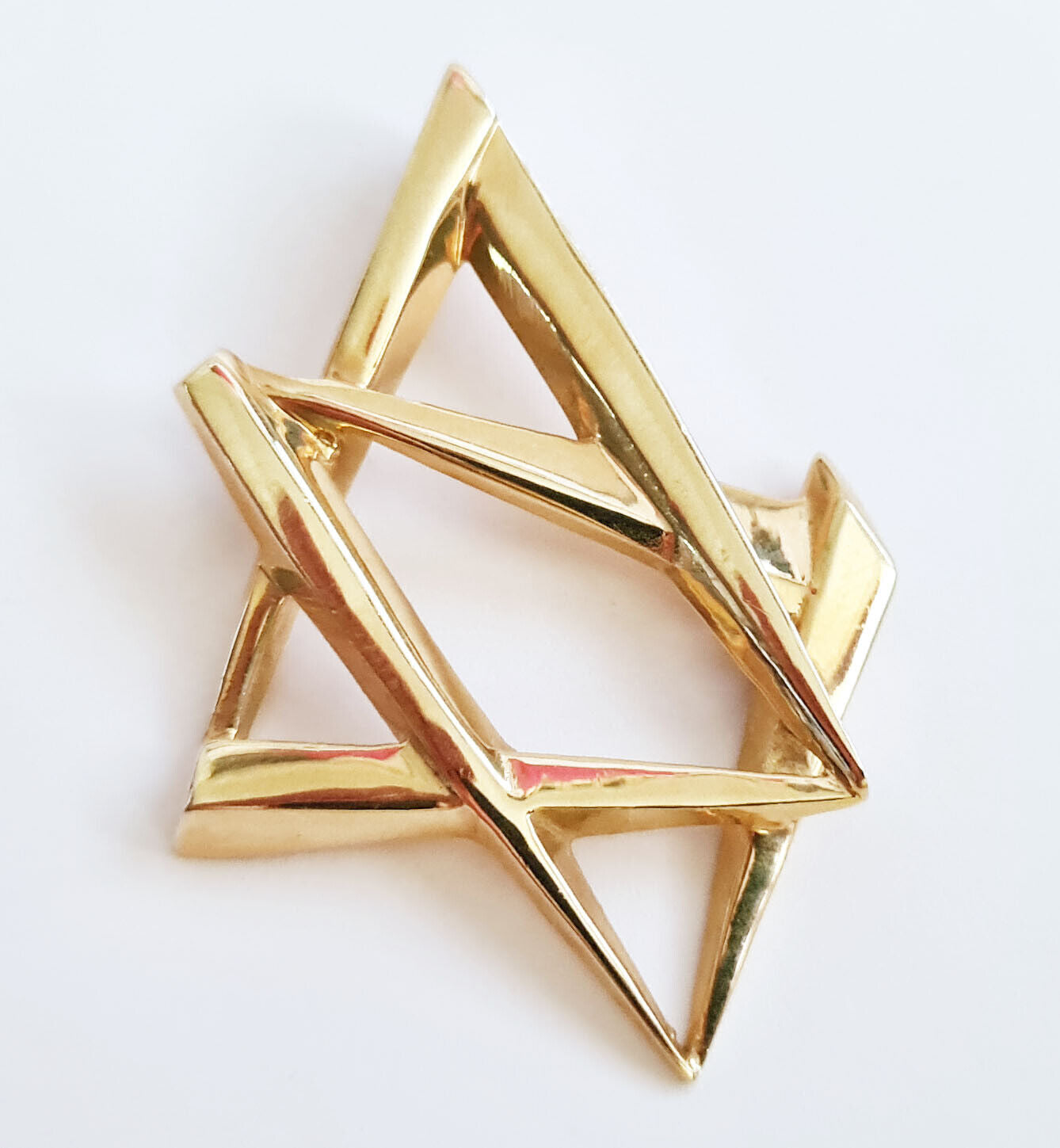 Vintage Modernist 14k Yellow Gold Abstract Star of David Pendant Charm (NaD)#20e