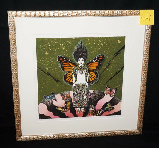 Vintage Hawaii Framed Large Silkscreen Print 4/34 "Dragonfly" by Cora Yee (CWo)