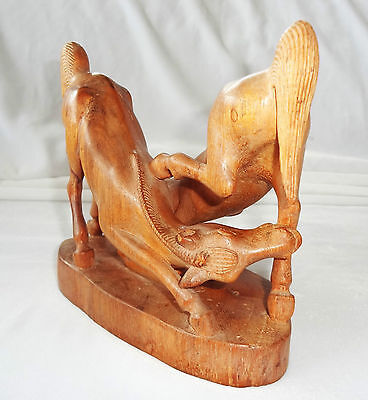 1950s BALINESE WOODEN CARVED HORSE SCULPTURE by WJ AJUN, PELIATAN GINYAR BALI