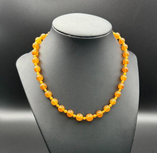 Butterscotch Amber Spacer Bead Necklace 16 1/2 " (MeK)