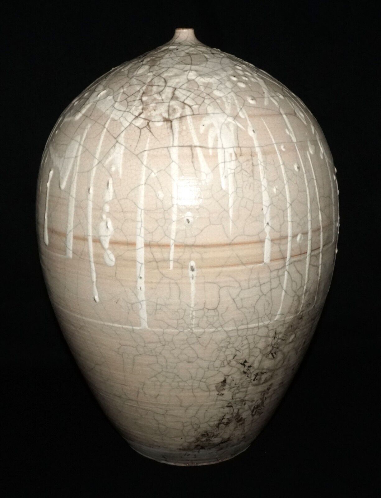 Vintage Hawaii Crackled White Glaze Pottery Sculpture by David Kuraoka (OdC)