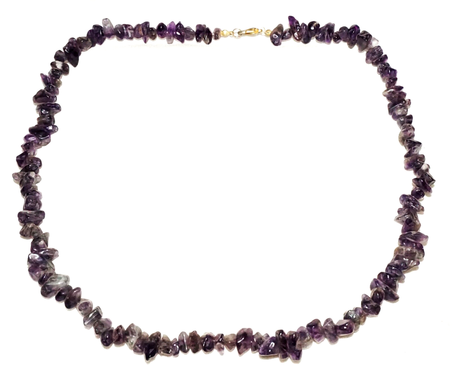 Vintage Fluorite Pebble Bead Necklace w. Gold Plated Clasp (BeM)#8