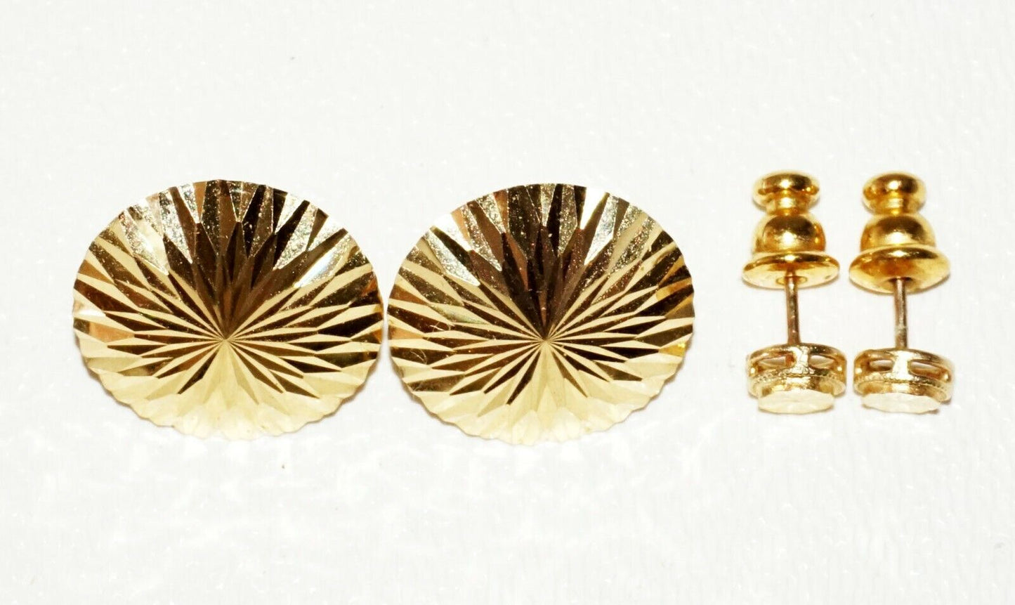 2x Pairs US 14K Yellow Gold Stud Earring Lot Mini & Umbrella Design (SaR) #72