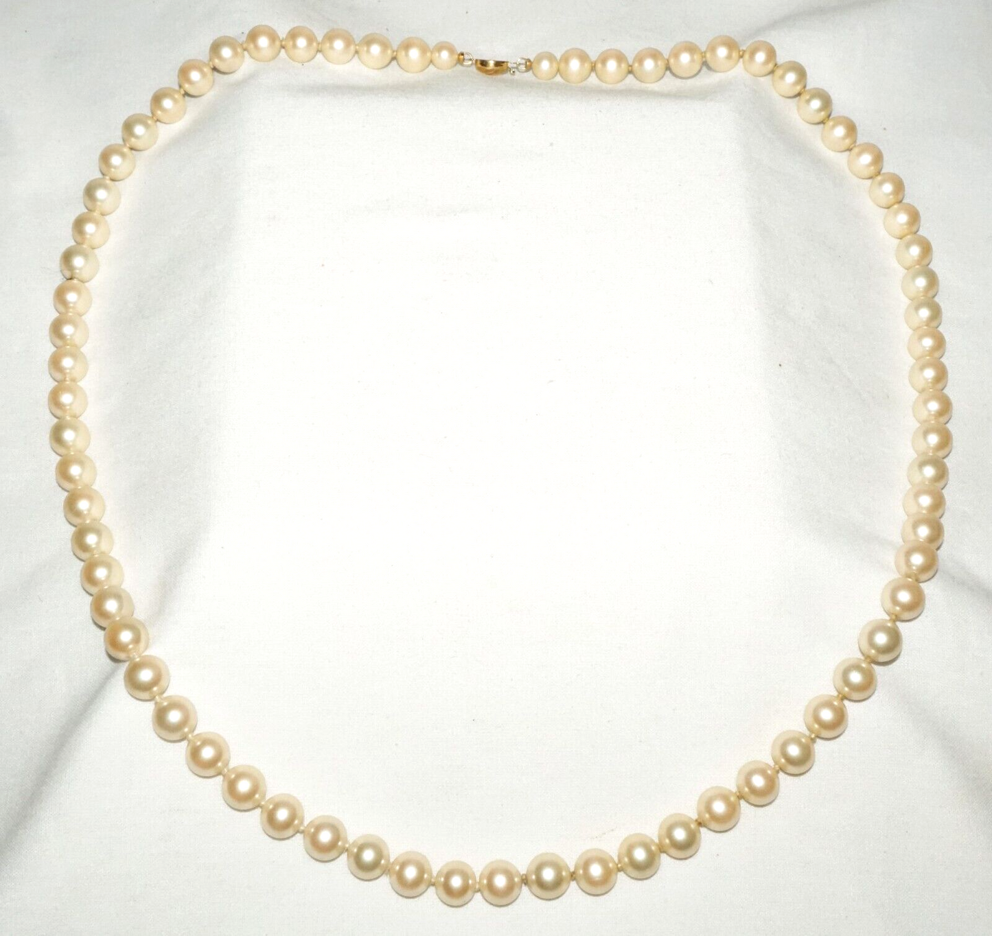 Vintage Faux Pearl Necklace 30" w. Gold Plated Clasp (KoS) L15