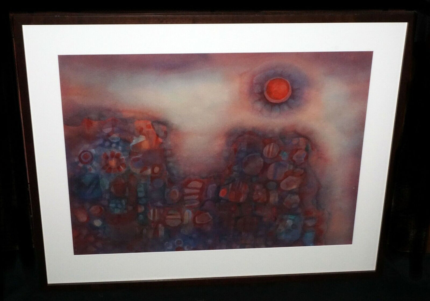 '03 Hawaii Modernist WC Painting Abstract Landscape by Charles Eisho Higa