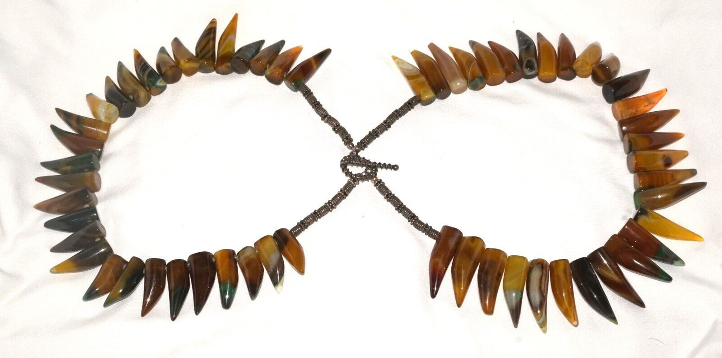 Banded Peruvian Hardstone Double Stranded Claw Choker (MaM)1