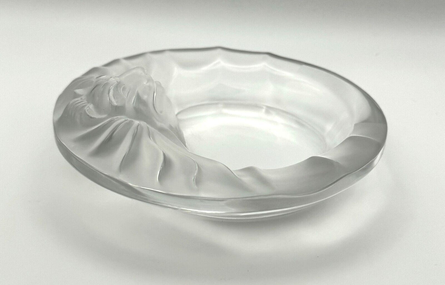 Vintage- French Lalique Crystal Lion Ashtray or Valet / Jewelry Dish