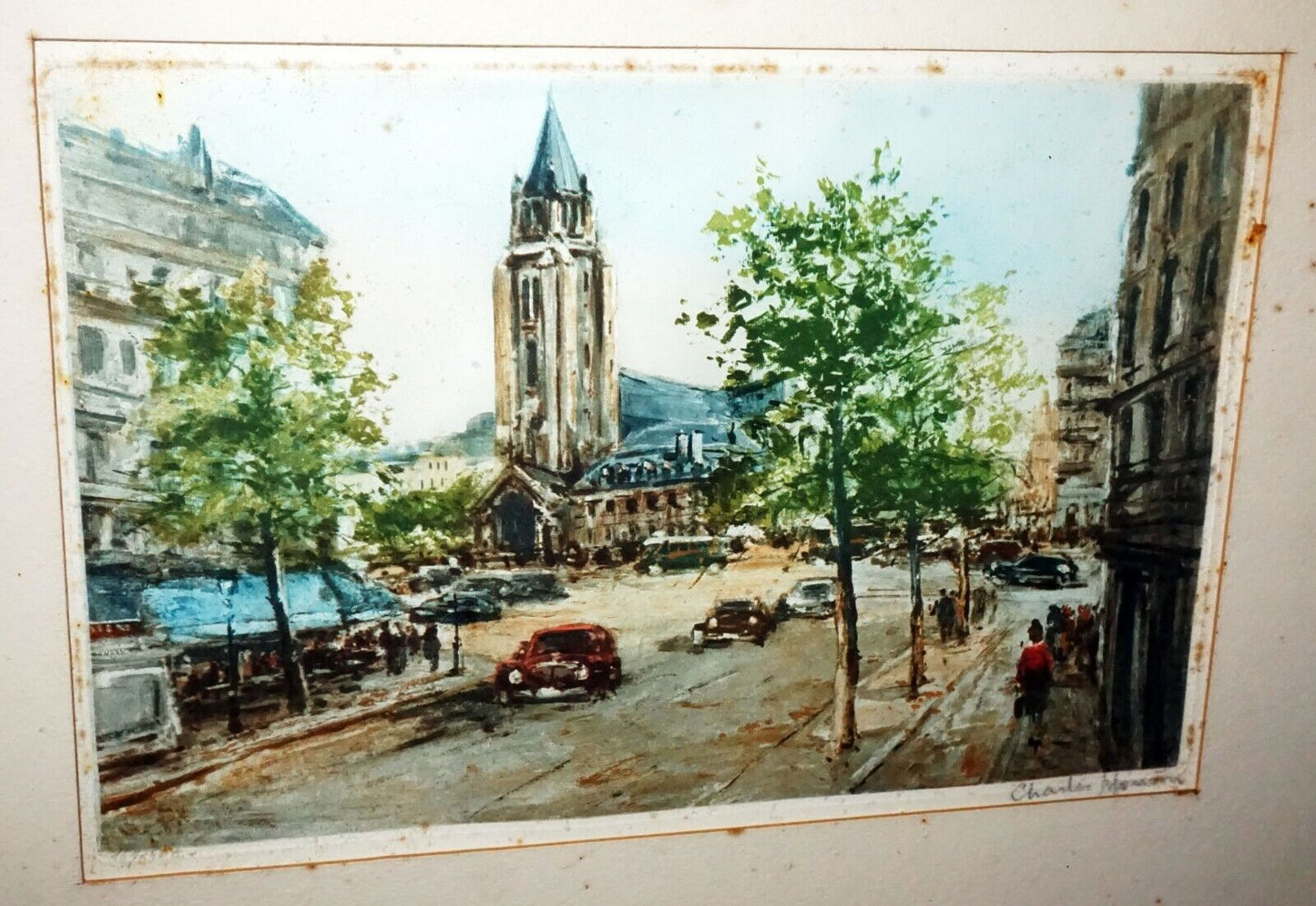 French Color Print 157/500 Cityscape & Church by Charles Maurin (1856-1914)(TaE)