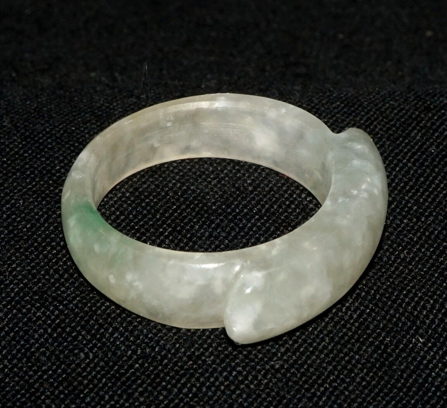 Vintage Chinese Semi Translucent Grey Green Jadeite Jade Saddle Ring Sz.8 (OdC)