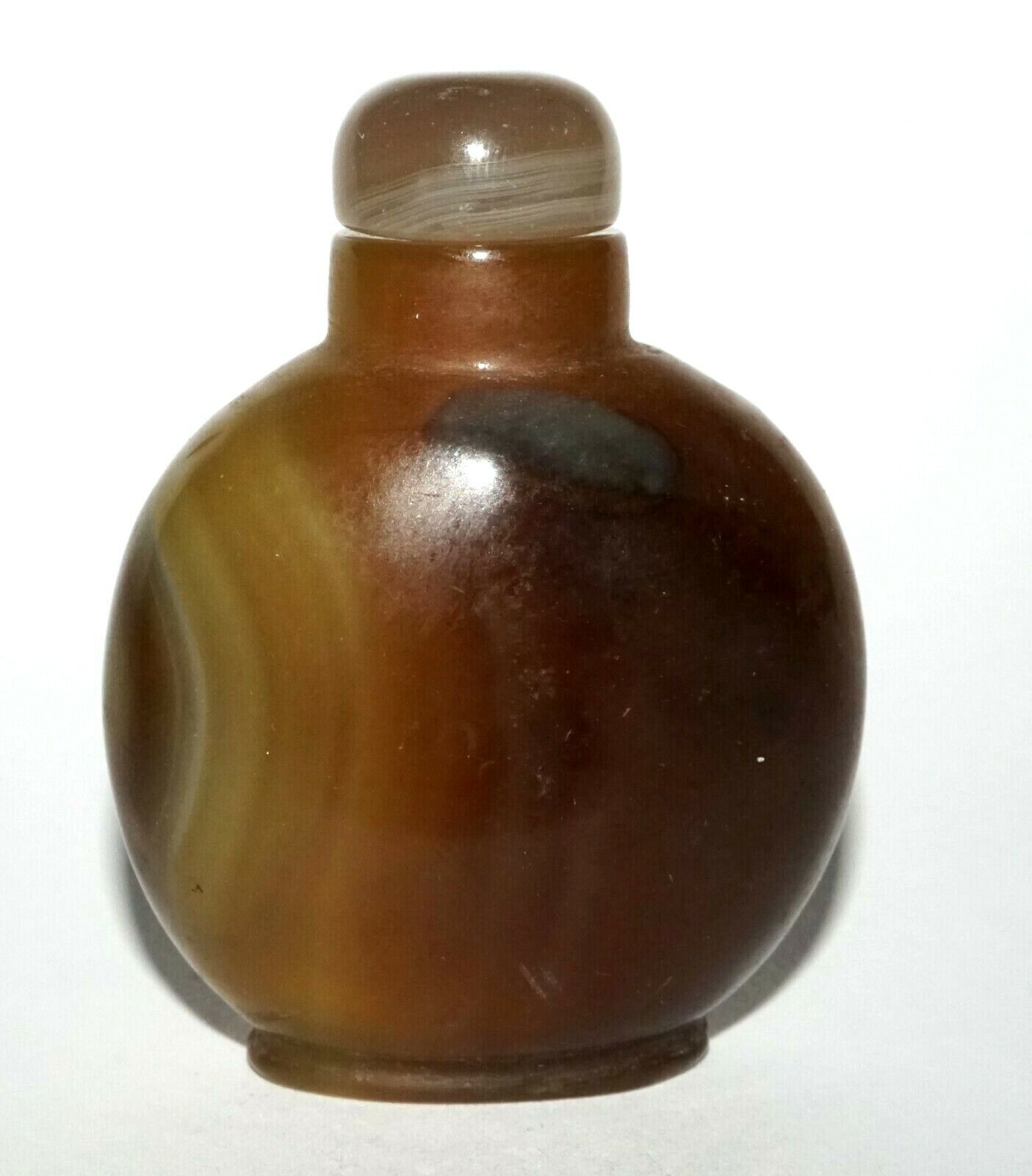 Vintage Chinese Grey Blue Red Agate Snuff Bottle w. Agate Stopper (LeS) G4