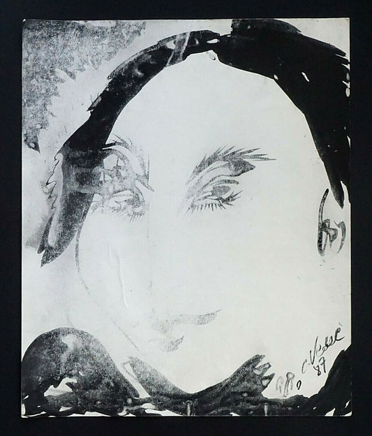 France Outsider Art Ink Portrait Painting Female Portrait Claude Vedel (EtJ)#53