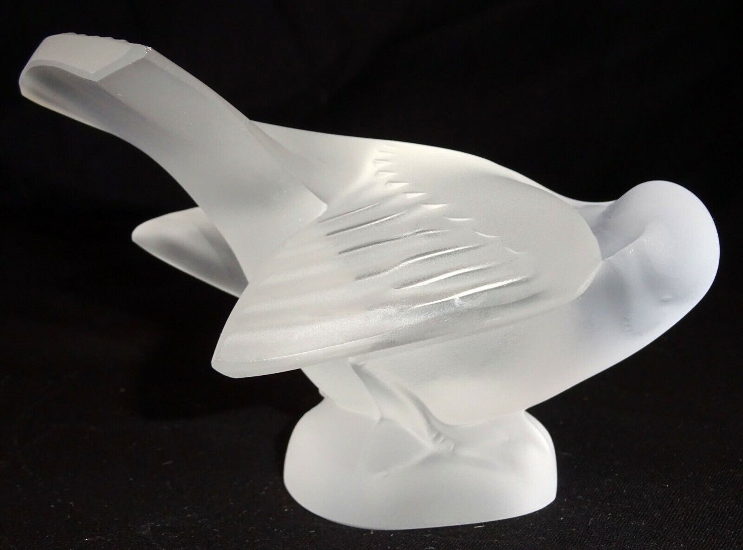 Vintage French Frosted Crystal Sparrow Wing Bird Sculpture by Lalique (MeG)