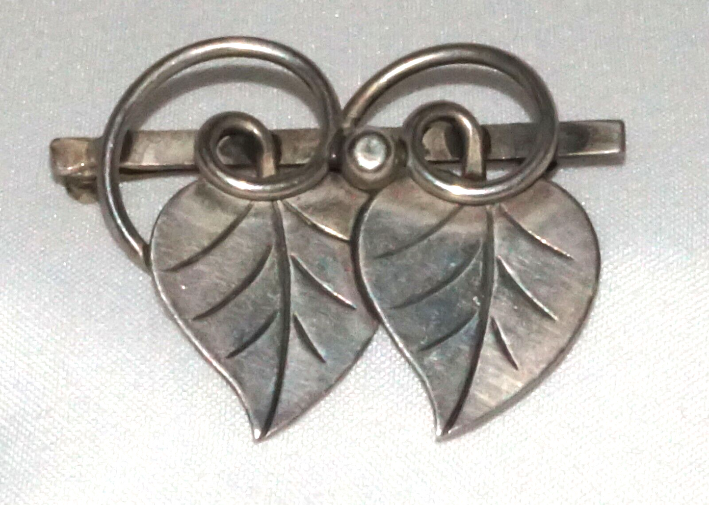 Vtg. Georg Jensen USA La Paglia Sterling Silver Double Leaf Brooch Pin (QuC) 24