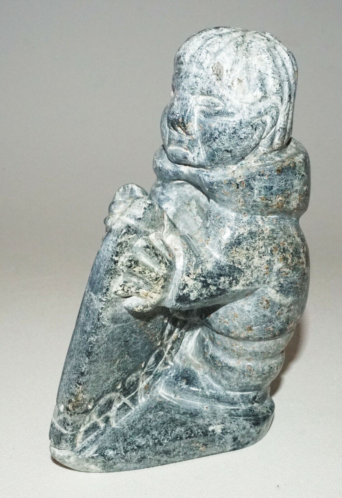 1980 Inuit Eskimo Sugluk Tribe Stone Carved Child by Lally Ohaituk (CLB)