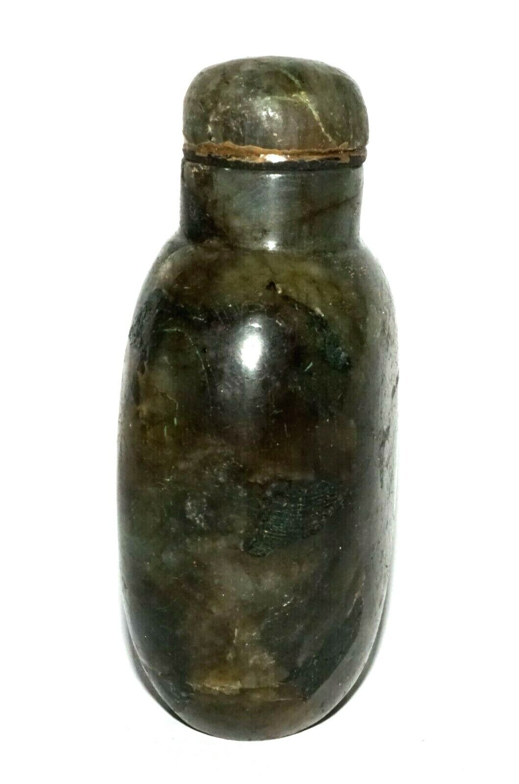 Vintage Chinese Labradorite Snuff Bottle w. Matching Stopper (LeS) G4