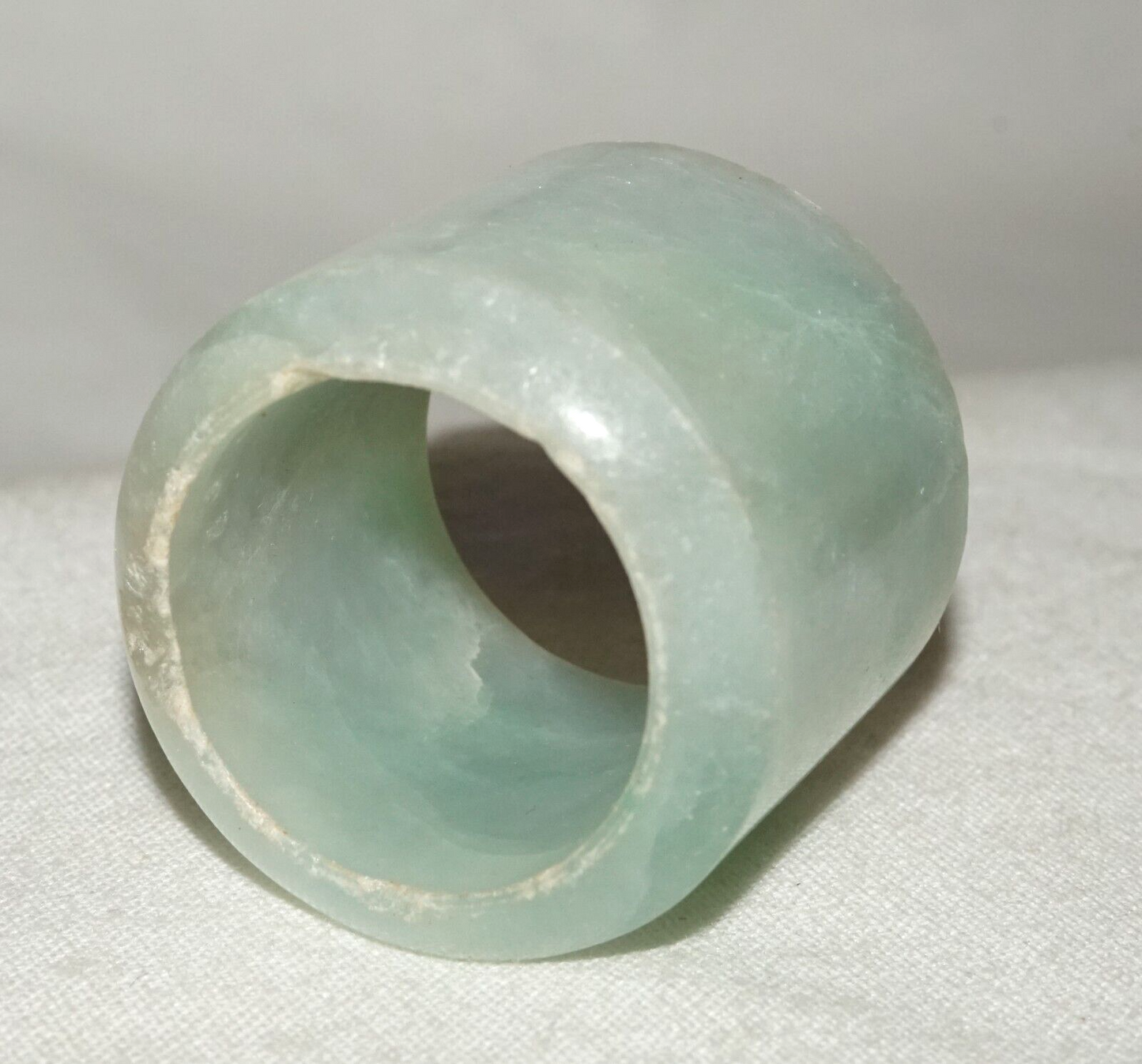 Antique Chinese Well Worn Blue Green Jadeite Jade Archers Ring Sz.12.25 (Les)L21