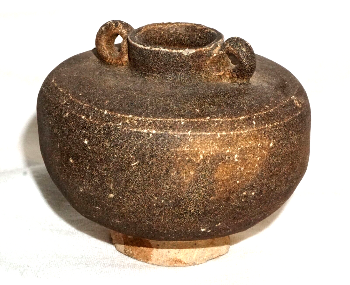 15C Thailand Sukhothai Sawankhalok Brown Glaze Jarlet w. Scroll Handles (JSt)31