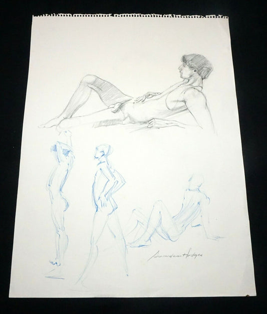 Hawaii Black Conte Drawing Male Nude Study Snowden Hodges (Sho)#9