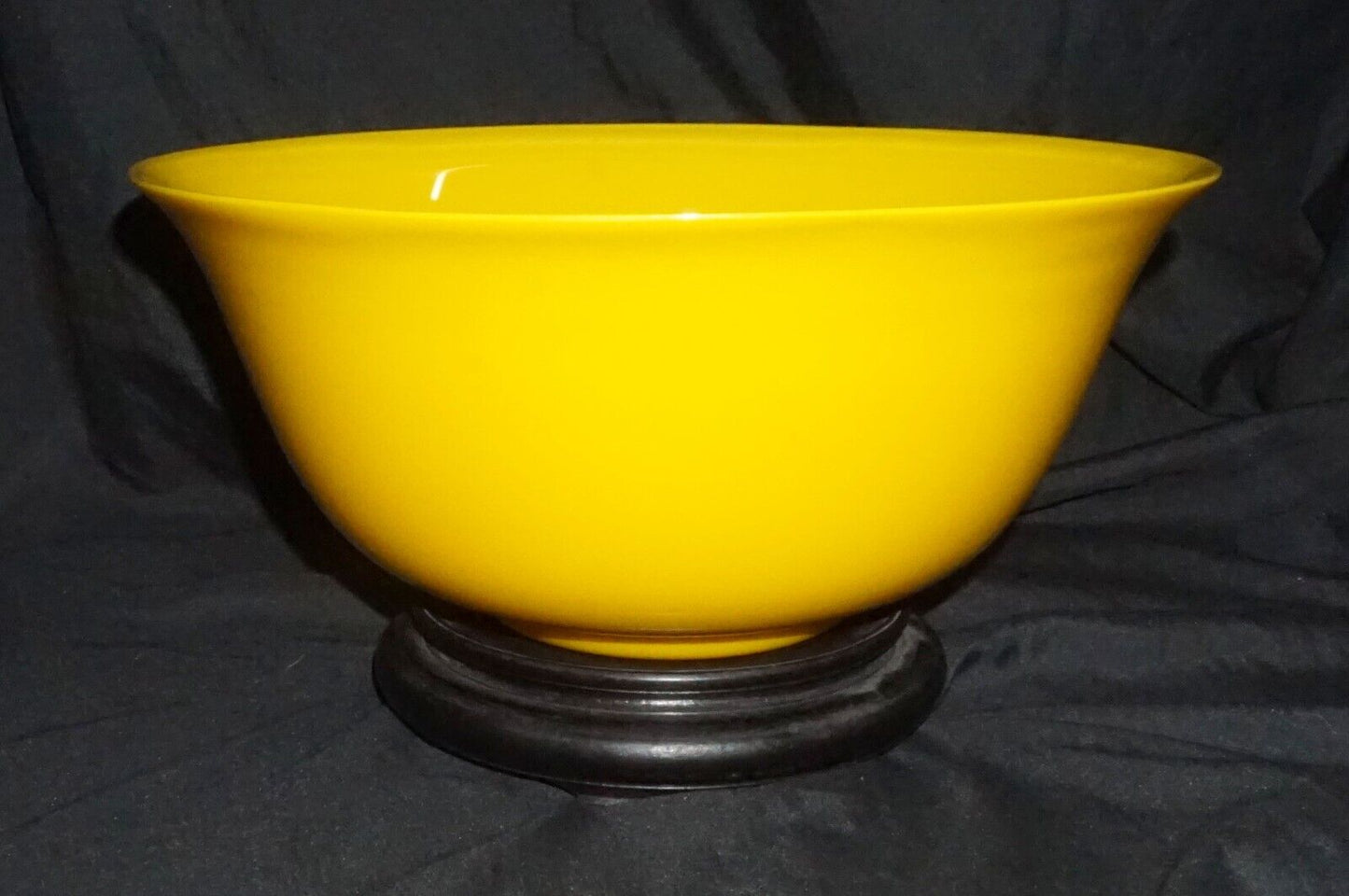 18/19C Chinese Qing Marked LG Yellow Peking Glass Bowl & Stand Qianlong (MiM)