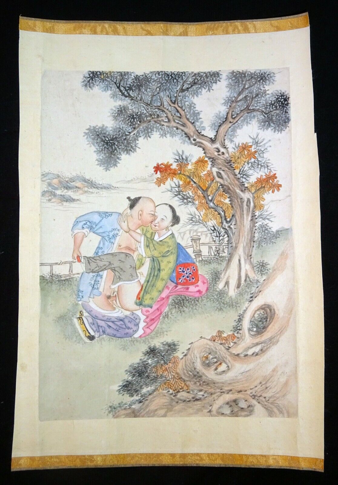 19C Chinese Erotic Pillow Color Paintings for Newly Married Couple (SoM)#4