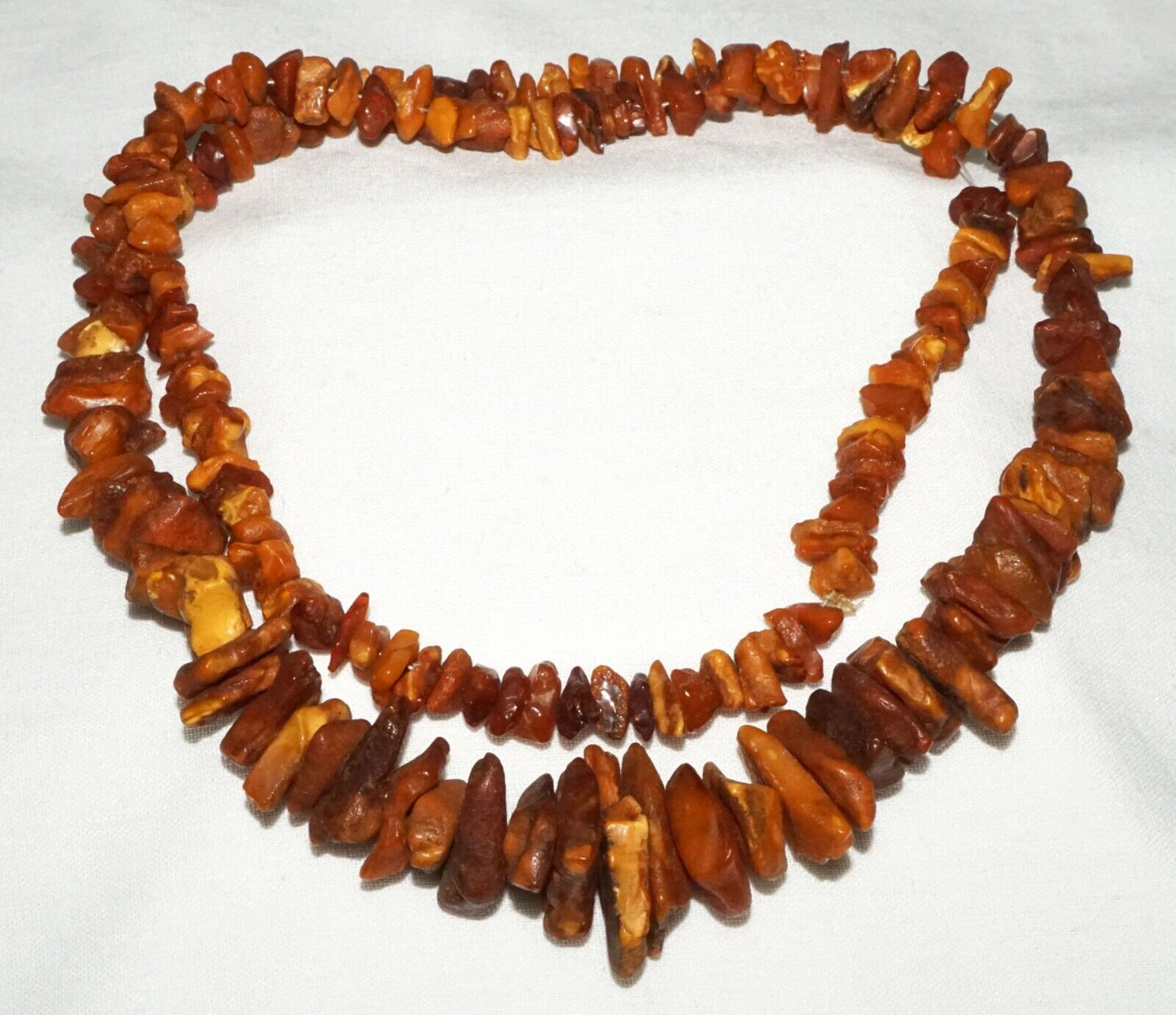 Vintage European Amber Chunk Graduated Bead Necklace (ShI)