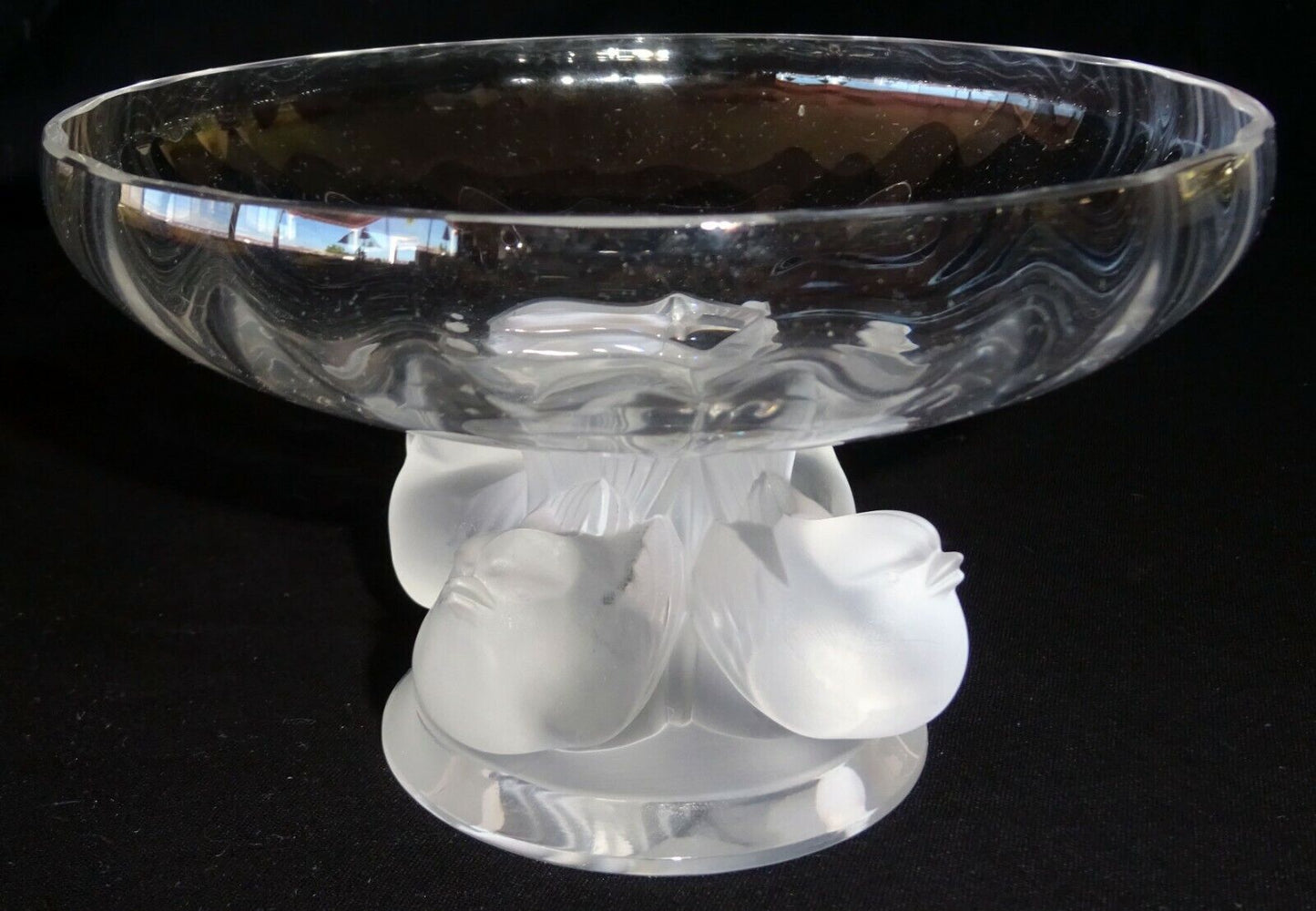 Vintage French Nogent 4 Sparrow Birds Footed Compote Bowl by Lalique (MeG)