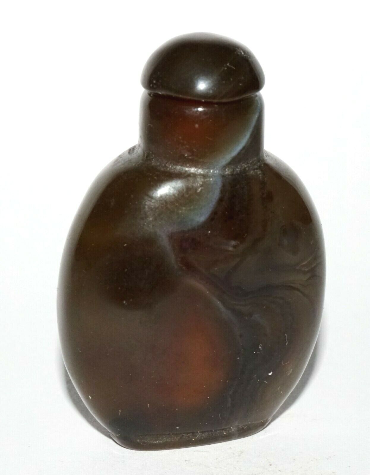 Vintage Chinese Dark Agate Snuff Bottle w. Matching Stopper (LeS) G1