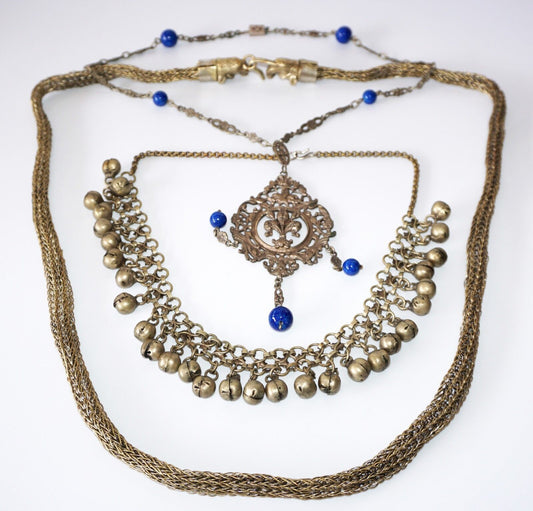 3x Indian Style Mixed Bead & Metal Chain Necklaces by Yasue Yamada (Yam)#9