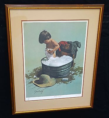 1970s N.W. Framed Print 59/475 "Bubba's Bubbles" by Jim Daly (Yeh)