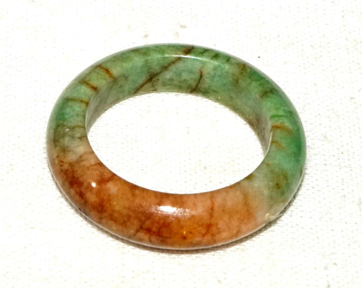 Vintage Chinese Green & Russet Jadeite Jade Ring Sz. 7.25 (GoB) #9