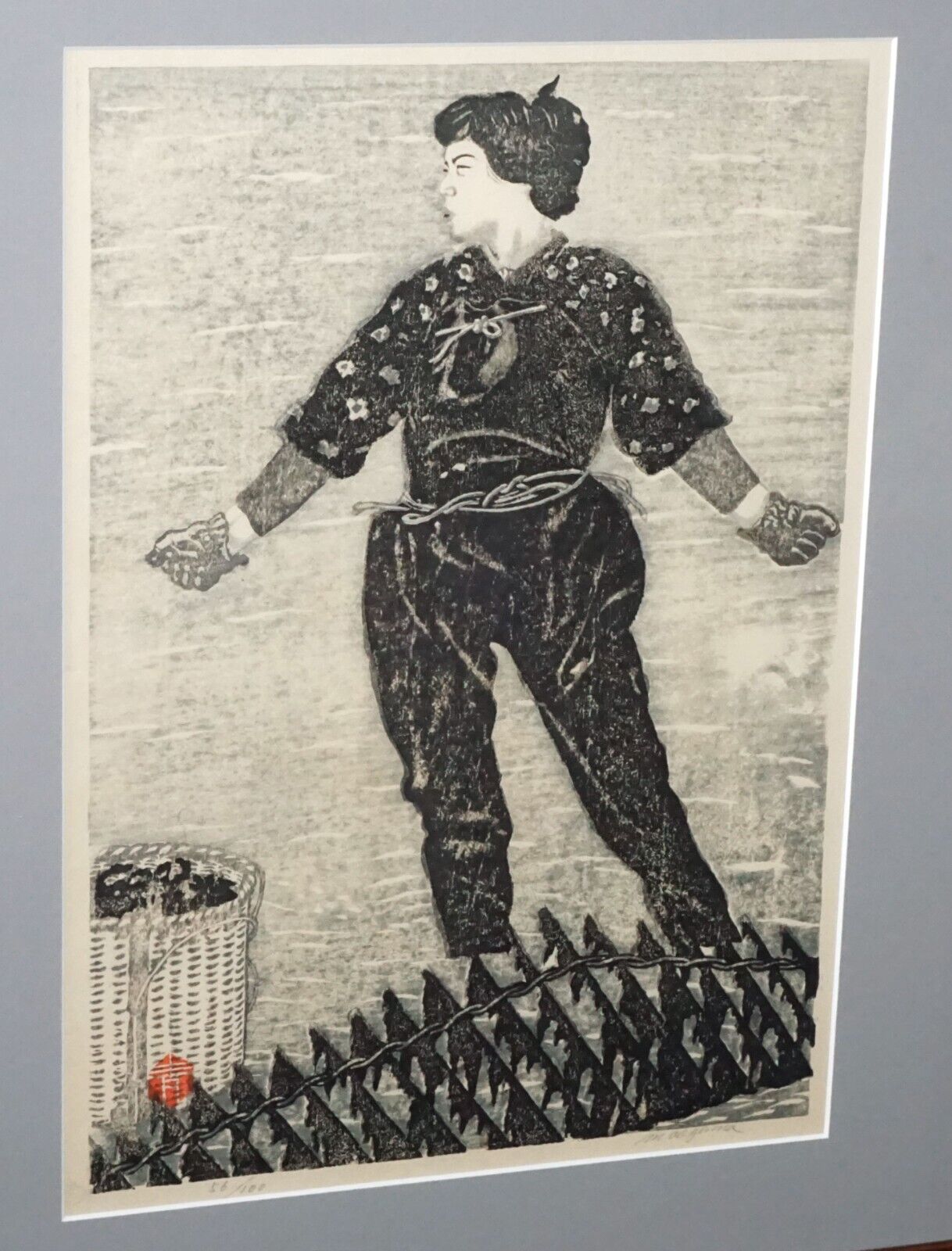 Vintage Japanese Woodblock Print 56/100 Farmer Masaharu Aoyama (1893-1969)(SeF)