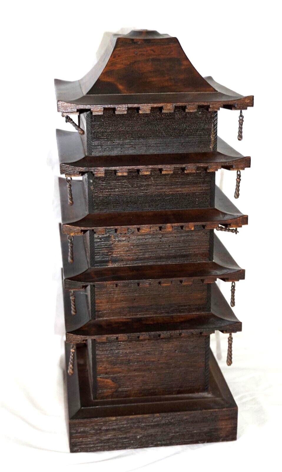 Vintage Japanese Wooden Pagoda Design Jewelry Multi Drawer Cabinet (HoJ)