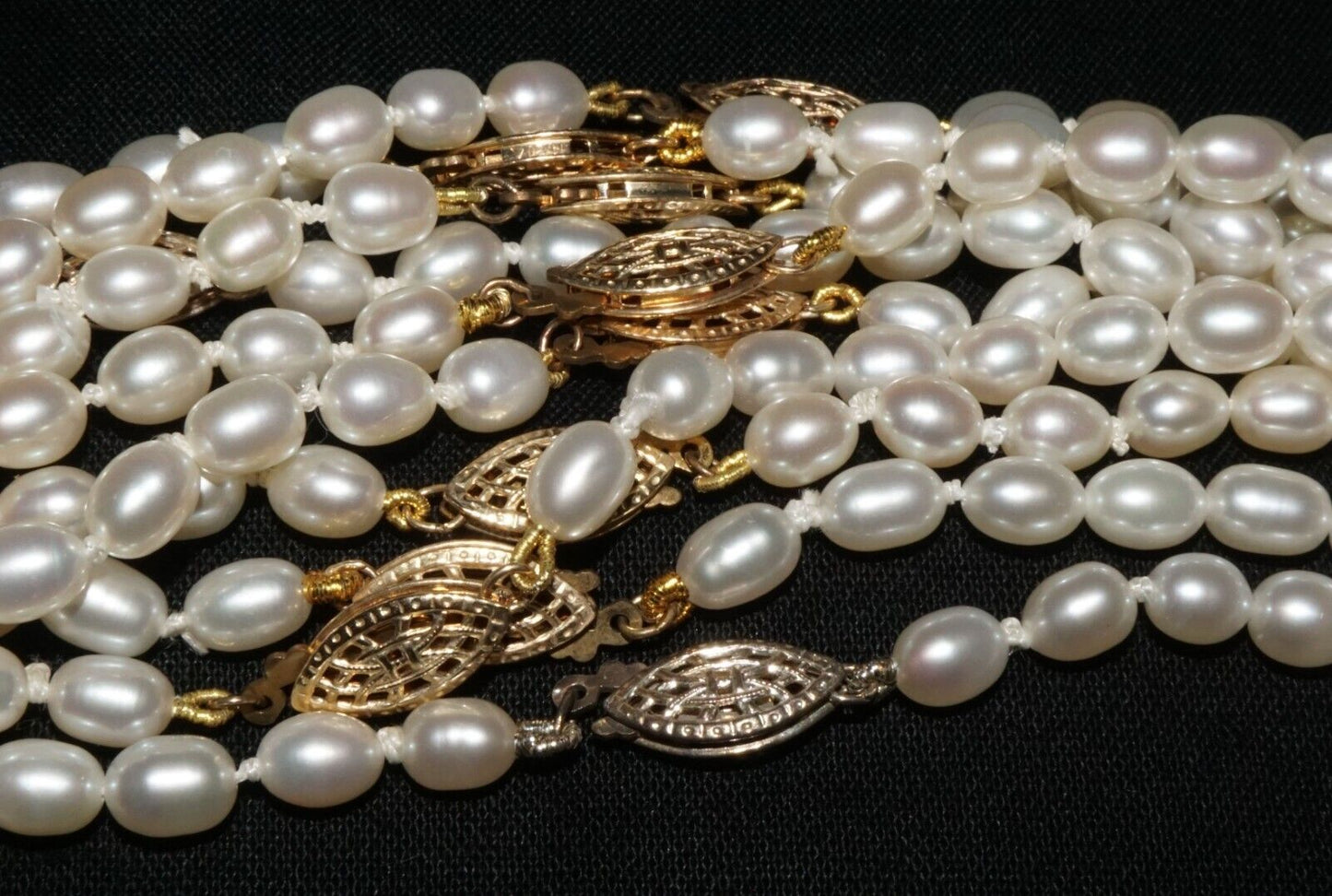 10Pc Vintage Pearl Choker Necklaces w Filigree Silver, Gold Plated Clasps (AHB)2